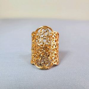 Rare Custom Made Warm Gold Colored Ring, One Size
